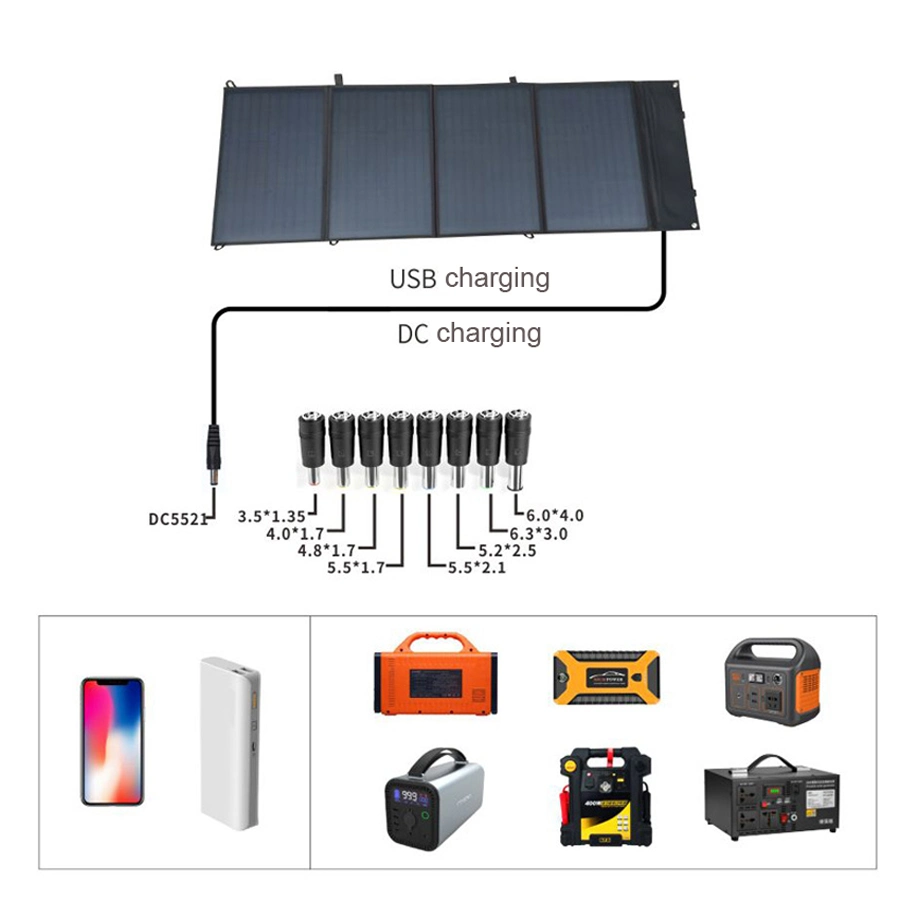 100W Foldable Portable Solar Charger with USB Output