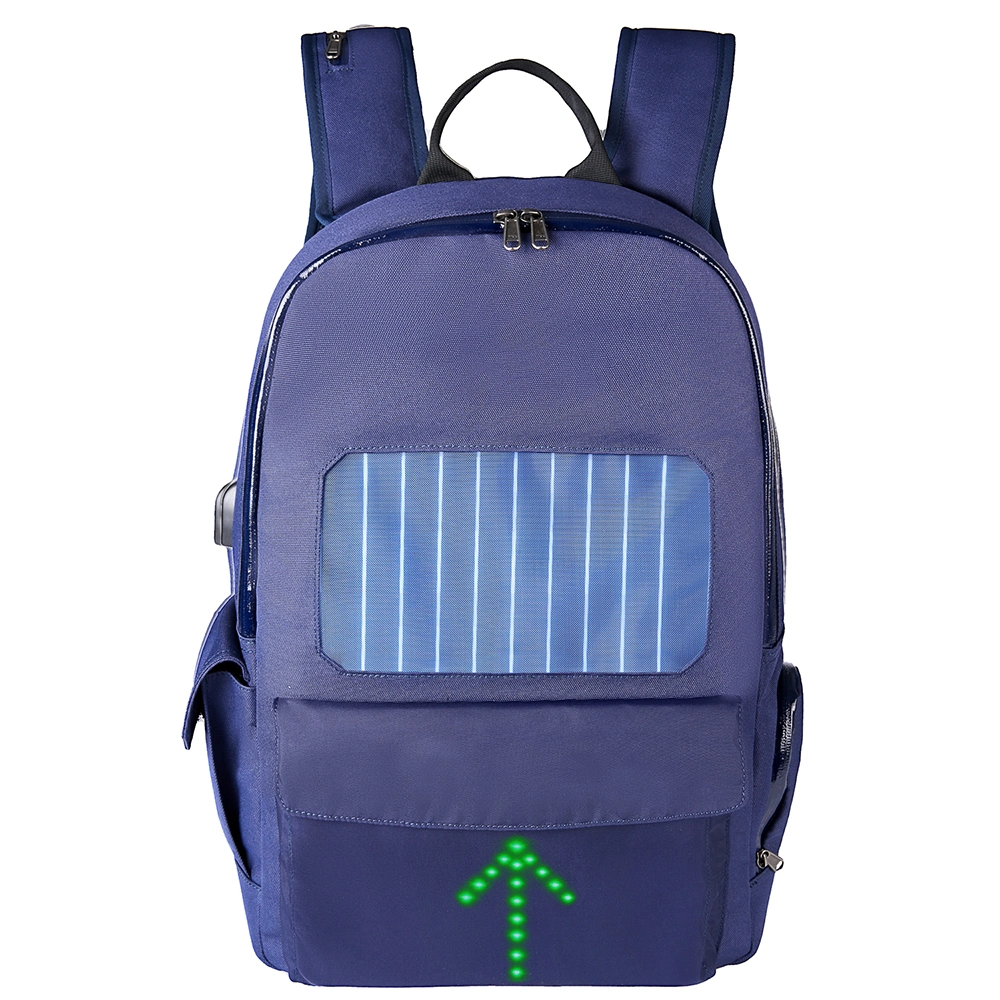 Factory Wholesale Nylon Solar Panel Power Backpack Turn Light Backpack for Safe Night Cycling RS-190204-3