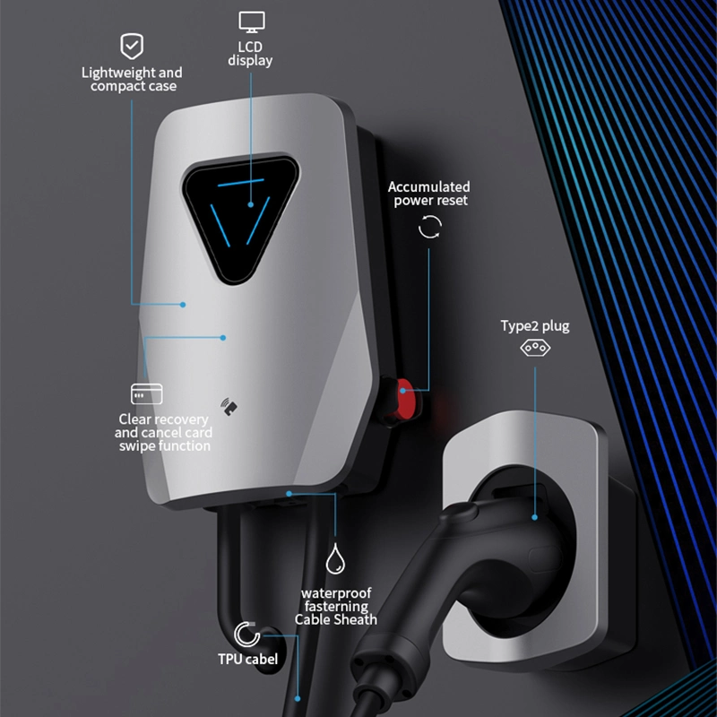 Manufacturer 220V Wall 7kw 11kw 22kw Smart Home AC EV Smart EV Car Charger EV Vehicle EV Charger Wallbox with LCD Screen