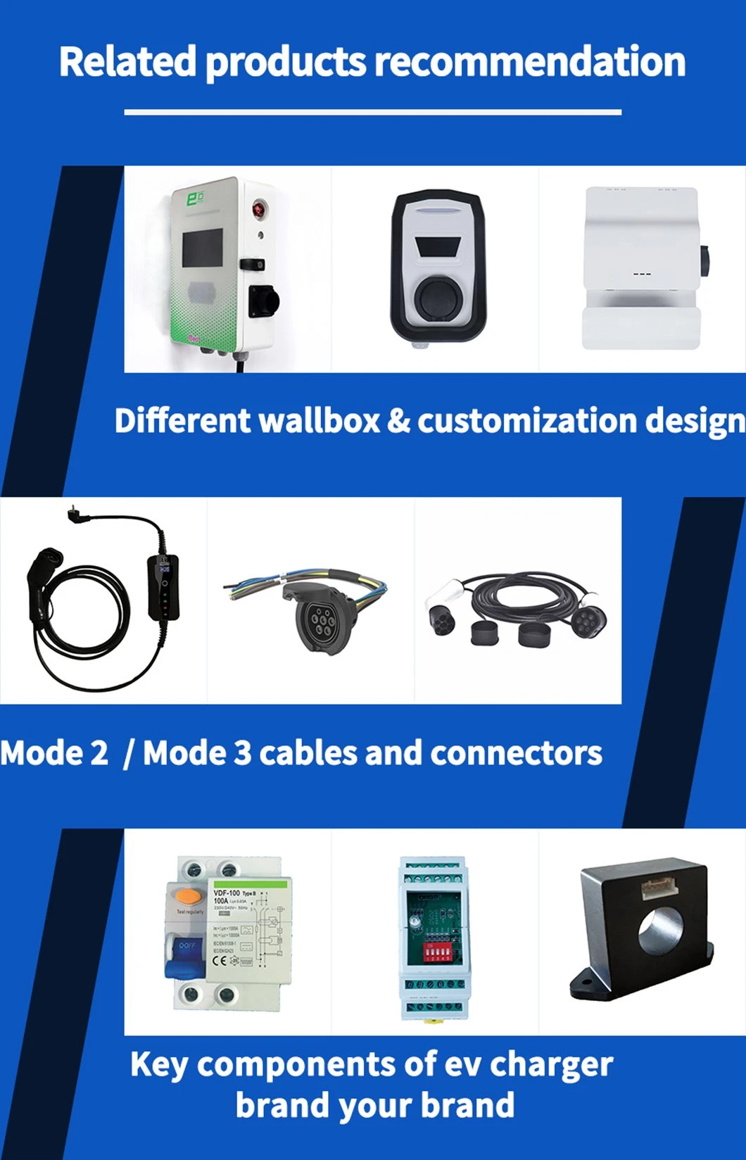 Evse AC EV Charger 11kw Wallbox with Type2 Charging Plug