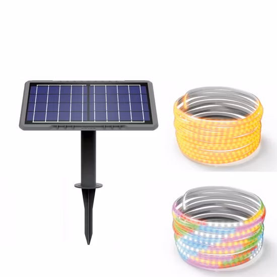 Striscia luminosa a LED solare bianca brillante da 5 m 10 m 20 m Decorazione RGB con pannello di alimentazione Tenda portatile Lanterna a batteria Striscia esterna per costruzioni stradali Campeggio domestico