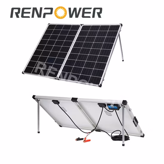 Topray Solar Set di pannelli solari portatili da 200 W con pedale regolabile Cella solare pieghevole Cavo di uscita 3 in 1 Caricatore del pannello solare per case all'aperto